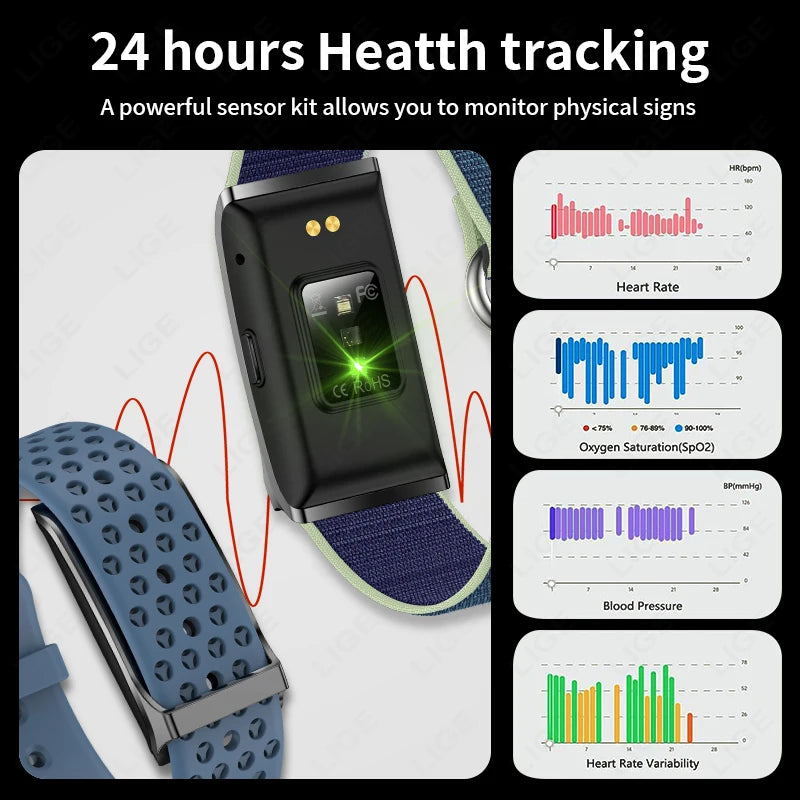 LIGE No Screen Smart Bracelet Heart Rate Blood Pressure Sleep Monitor Pedometer Sports Fitness Tracker Men Women Smartwatch 2025